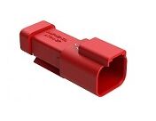 Red thermoplastic DIP Connector with multiple terminal types engineered for performance across wide temperature ranges